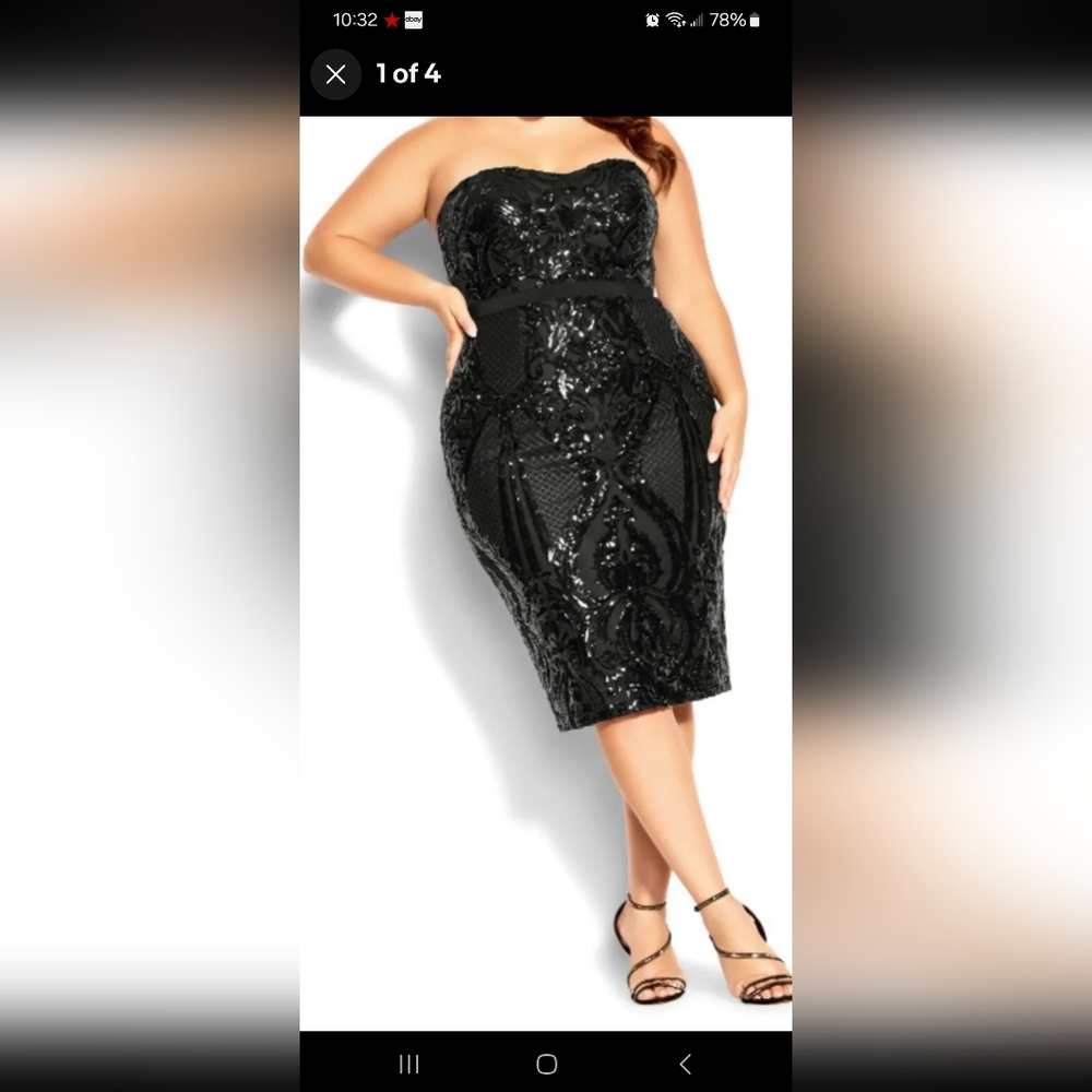 City Chic Sofia Black Sequin Dress XL 22